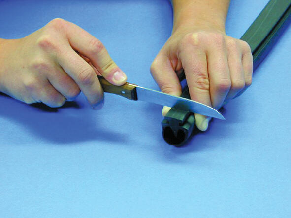 2. Use a knife to cut through the 