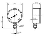 Pressure gauge, standard design Ø50 mm. Model 1420