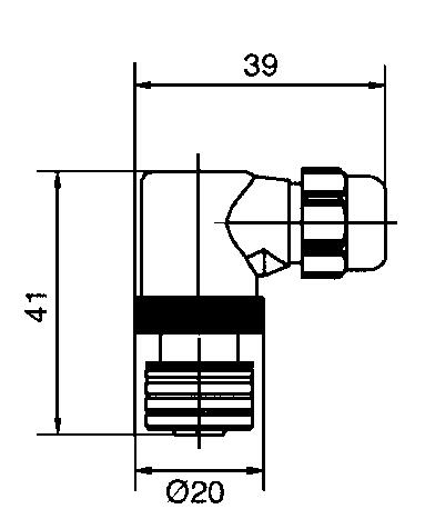 Ultra Lock/M12 without cable, angled female, dimension