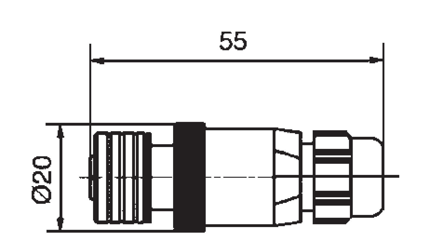 Ultra Lock/M12 without cable, straight female, dimension