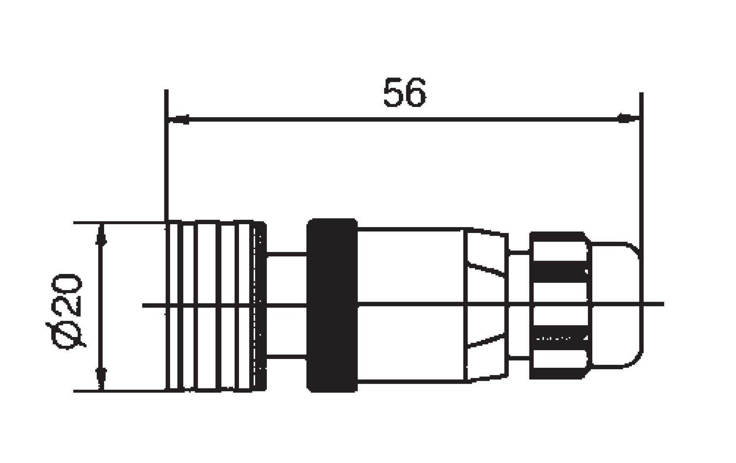 Ultra Lock/M12 without cable, straight male, dimension